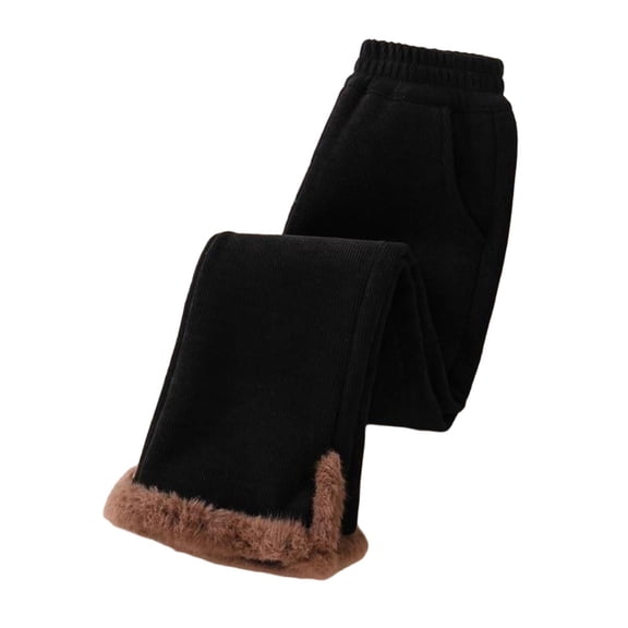 OGLCCG Girls Corduroy Flared Pant Winter Warm Fleece Lined Bell Bottoms Comfy Elastic Waist Thermal Joggers Trousers with Pockets 5-15 Years