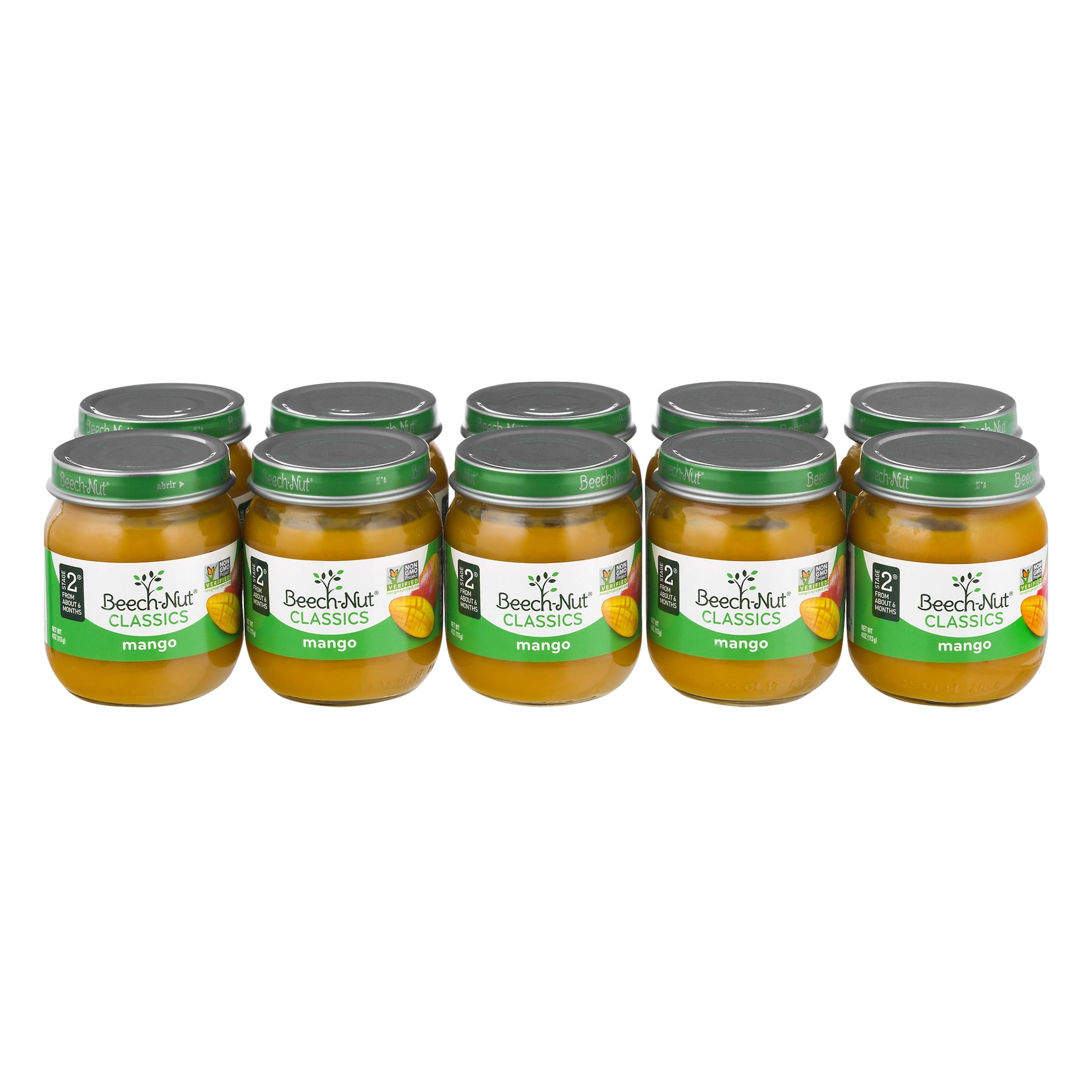 (10 Jars) BeechNut Baby Food Jar, Stage 2, Mango, 4 oz
