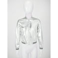 thumbnail image 6 of LiiYii Kids Girls Shiny Hip Hop Jazz Dance Jacket Coat Stand Collar Long Sleeve Zipper Outerwear Coat Silver 10, 6 of 8
