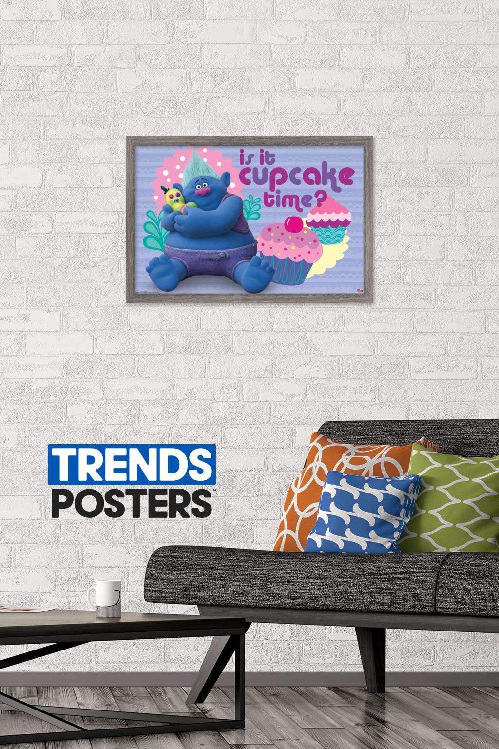 DreamWorks Trolls - Cupcakes Wall Poster, 14.725" x 22.375", Framed