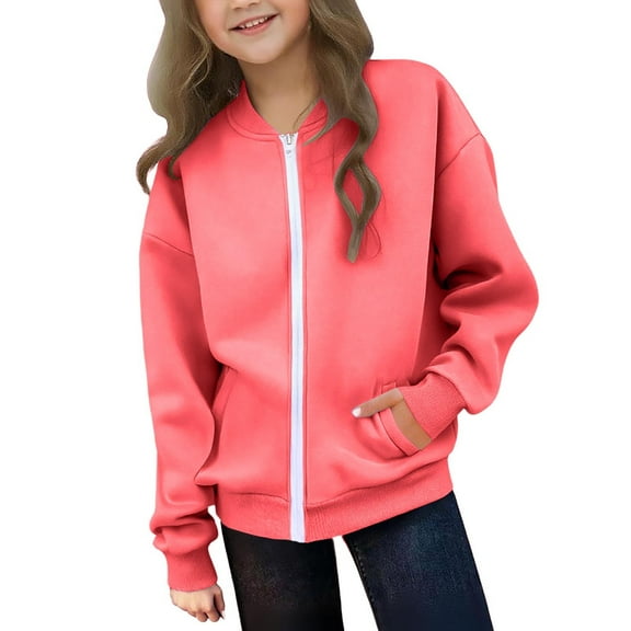 zbxnLI Teen Boys Girls Zip up Sweatshirt with Pockets Solid Color Lightweight Casual Fall Jackets