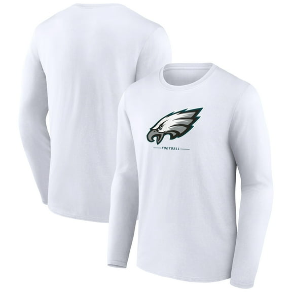 Men's White Philadelphia Eagles Logo Team Lockup Long Sleeve T-Shirt