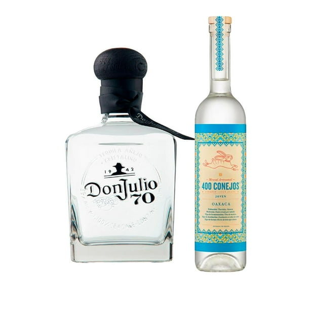 Tequila Don Julio 70 Cristalino Añejo 700 mL + Mezcal 400 Conejos Joven 750 ml Don Julio 70 Cristalino Añejo + Joven
