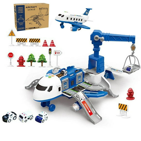 Plane Toy Set Funny Interactive Airplane Scene Toy Police Car Toy Road Sign Toy