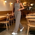 thumbnail image 7 of FRSASU Women's Gym Sets Crew Neck Vest Loose Trousers Suits Workout Athletic Yoga Training Casual 2 Pecs Tracksuits Khaki, 7 of 7