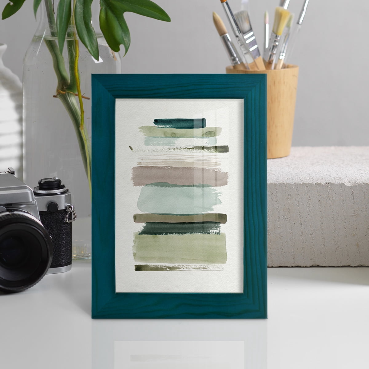 Grass Stains I - Framed Print w/glass - Ocean Blue