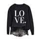 thumbnail image 1 of Penkiiy Camisetas Día de San Valentín Mujeres Amor Corazón Rojo Sudadera gráfica de manga larga Cuello Crew Valentines Tops L Negro, 1 of 4