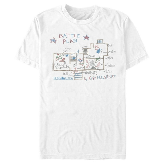 Men's Home Alone Kevin’s Battle Plan Graphic Tee White Small
