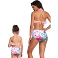thumbnail image 3 of Innerwin Mother And Daughter Family Matching Swimwear Ruffled Swim Bikini Set Sleeveless Lace Up Parent-child Swimsuit Two Piece Seaside Pink Flowers M, 3 of 4