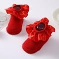 thumbnail image 4 of Female Baby Solid Color Cotton Socks Lace Ankle Socks Indoor Non-Slip Floor Socks Satin Ruffled Princess Knitted Socks For Children, 4 of 4