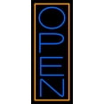 thumbnail image 1 of Orange Border With Blue Vertical Open LED Neon Sign 15 x 6 - inches, Black Square Cut Acrylic Backing, with Dimmer - Bright and Premium built indoor LED Neon Sign for storefront., 1 of 7