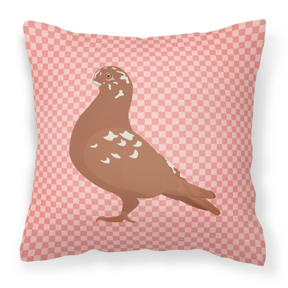 African Owl Pigeon Pink Check Fabric Decorative Pillow