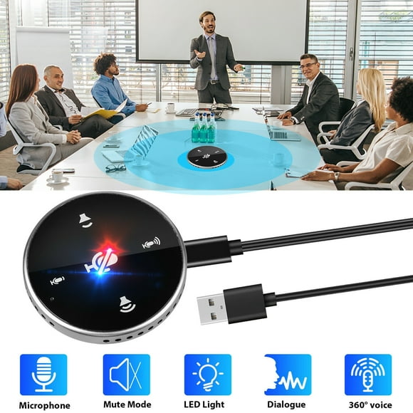 USB Conference Microphone with Speaker,Omnidirectional Speakerphone Computer Mic with 360º Voice Pickup, Touch-Sensor Buttons