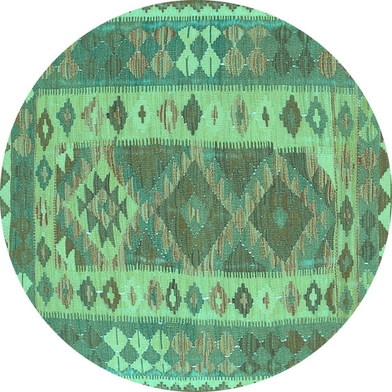 Ahgly Company Indoor Round Persian Turquoise Blue Traditional Area Rugs, 8' Round