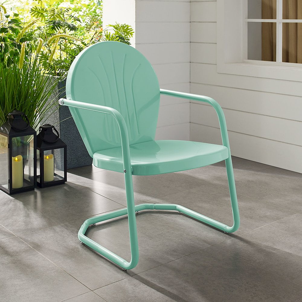 Crosley Furniture Griffith Metal Outdoor Patio Chair in Aqua
