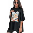 thumbnail image 3 of Plus Size Shirt for Women Black Tops for Women Oversized Short Sleeves Shirt for Women Snowy Mountain 2 T Shirt Crewneck Shirt for Women 3XL, 3 of 5