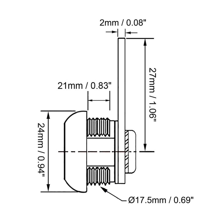 Uxcell Cam Lock - 25mm Cylinder, 35mm Cam, Keyed Different For Cabinets & Drawers