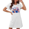 thumbnail image 6 of WREESH Independence Day Sleepwear Women's Short Nightgown with Patriotic Print Crew Neck T-Shirt Dress White, 6 of 7