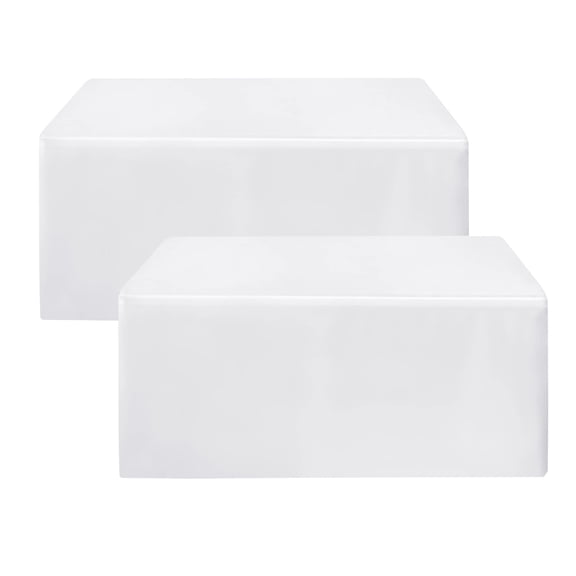 White Tablecloths For Rectangle 8 Foot Tables - 96 X 30 Inch 2 Pack Fitted Polyester Fabric Table Cover Parties Wedding Trade Show