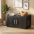 thumbnail image 6 of fazzn 2-in-1 Outdoor Cat House & Storage Bench, Weatherproof Litter Box Enclosure with Cat Door, Durable Resin Pet Shelter for Indoor, Easy Assembly.Black /Brown,Father's Day Gift, 6 of 9