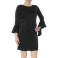 thumbnail image 2 of BAR III Womens Black Ruffled Jewel Neck Above The Knee Party Shift Dress S, 2 of 3
