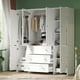 thumbnail image 5 of Un armario con cajones y espejo, un mueble guardaropa de 180cm de alto con barras para colgar, un armario de madera de 6 puertas y gran capacidad de almacenaje., 5 of 5