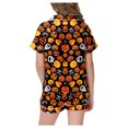 thumbnail image 5 of Halloween Pajamas Kids Size 5-6 Years Childrens Casual Loungewear Short Sleeve Top and Shorts Cozy Set Pjs for Girls Black, 5 of 6