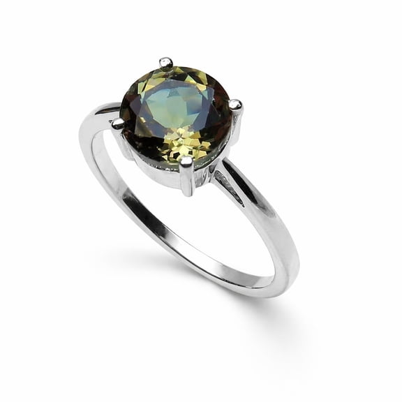 AFGEMSNJEWELLERY Unique Sultanite Color Changing 7 Shades, Round Champagne Gemstone, 925 Sterling Silver Ring, Perfect Proposal Ring Size - 13