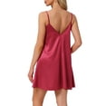 thumbnail image 3 of Noche de inspiración para mujeres, camisón de lencería con encaje, vestido de dormir de satén sedoso, babydoll, cami, pijama corto XL rojo, 3 of 6