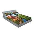thumbnail image 2 of Ambesonne Rustic Fitted Sheet & Pillow Sham Set, Summer View German Town, Full, Orange Blue Green, 2 of 2