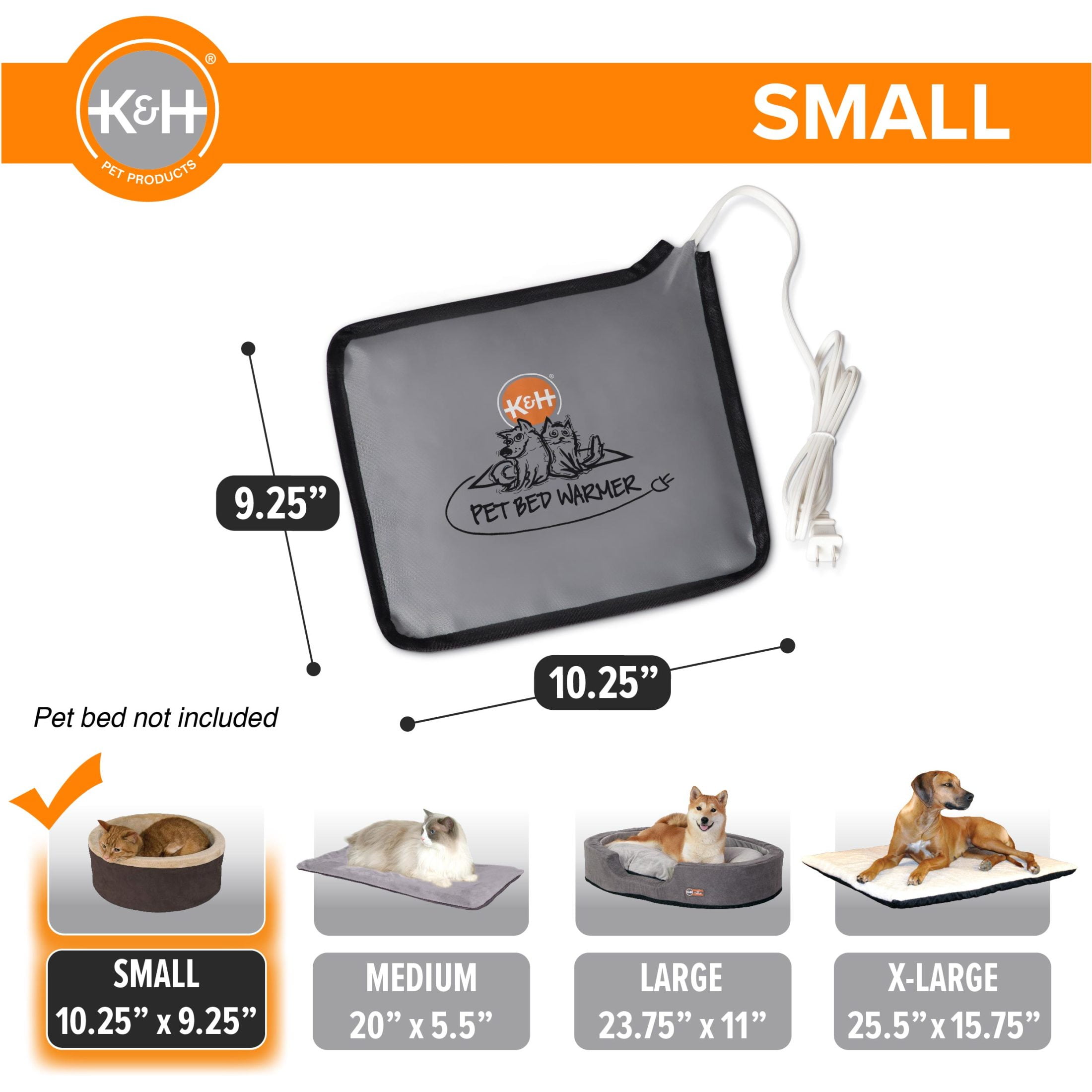 K&H Pet Products Pet Bed Warmer for Cats & Dogs Gray Small 8.5 X 9 Inches
