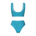 thumbnail image 5 of Daiia Blue Glitter Women's Bikini Set Two Piece Swimsuit High Waisted Bikini Adjustable Straps Bikini Perfect for Beach, Pool, and Summer Vacation-Small, 5 of 9