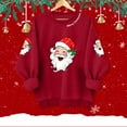 thumbnail image 3 of TTUHYWXI Retro Santa Sweatshirt for Women Vintage Christmas Fleece Linend Sweaters Crewneck Oversized Long Sleeve Tops (Red, L), 3 of 6