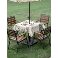 thumbnail image 4 of Outdoor Tablecloth with Umbrella Hole for Patio/Picnic/Party/Camping, Vintage Elk Fox Waterproof Table Cloth Square Cover Washable, Rustic Beige Simple Drawn Grass (60"x 60"), 4 of 8