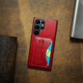 thumbnail image 6 of Compatible with Galaxy S23 Ultra Wallet Stand Case PU Leather Bracket Retractable Invisible Kickstand Cool Luxury Fashion Thin Protection Shockproof Case Red, 6 of 6