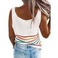 thumbnail image 3 of Women Rainbow Stripe U Neck Sleeveless Knitting Tank Top, 3 of 3