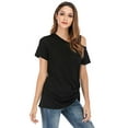 thumbnail image 3 of DODOING Women's Tunic Tops Knot Side Twist Loose Blouses T-Shirts Casual One Cold Shoulder T-Shirt Short Sleeve Tunic Tops Front Knot Side Twist Blouses, 3 of 4