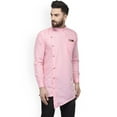 thumbnail image 3 of eloria Indian Traditional Men's Pink Solid Thread Work Kurta, 3 of 7