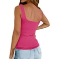 thumbnail image 6 of GXIPO Womens Square Neck Double Lined Tank Tops Low Back Fitted Sleeveless Tops Hot Pink XS, 6 of 6