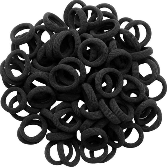 300PCS Black Hair Ties for Baby Girls, Cotton Seamless Non Pull Elastic Hair Bands No Crease Ponytail Holders for Kids Girls, Toddlers (Diameter in 0.78 Inch)