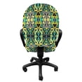 thumbnail image 3 of Aztec Office Chair Slipcover, Geometric Ornaments Drawn by Hand Print, Protective Stretch Decorative Fabric Cover, Standard Size, Sea Green Earth Yellow, by Ambesonne, 3 of 5