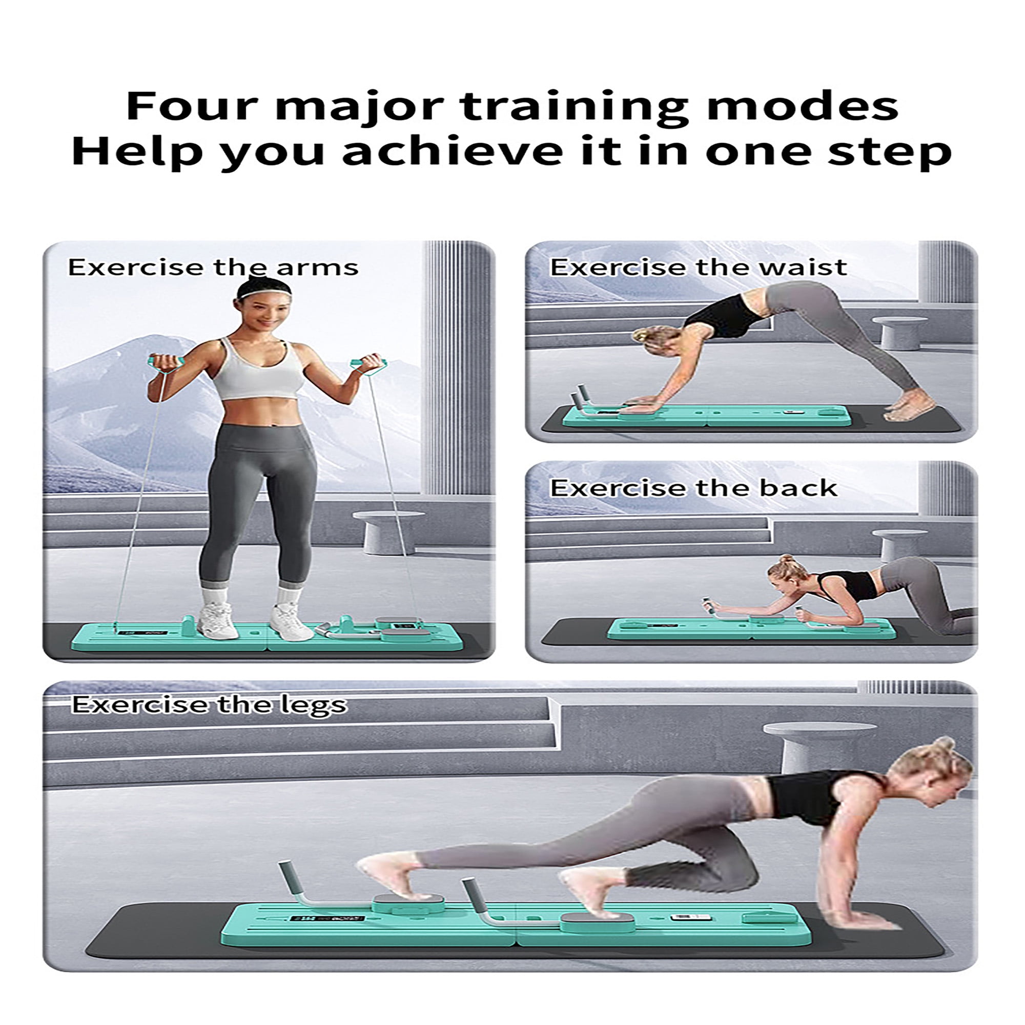 Aulonda Pilates Board, Multi-Function Compact Core & Ab Trainer, Full-Body Workout Reformer for Home Gym, 4-in-1 Fitness Equipment (Black)