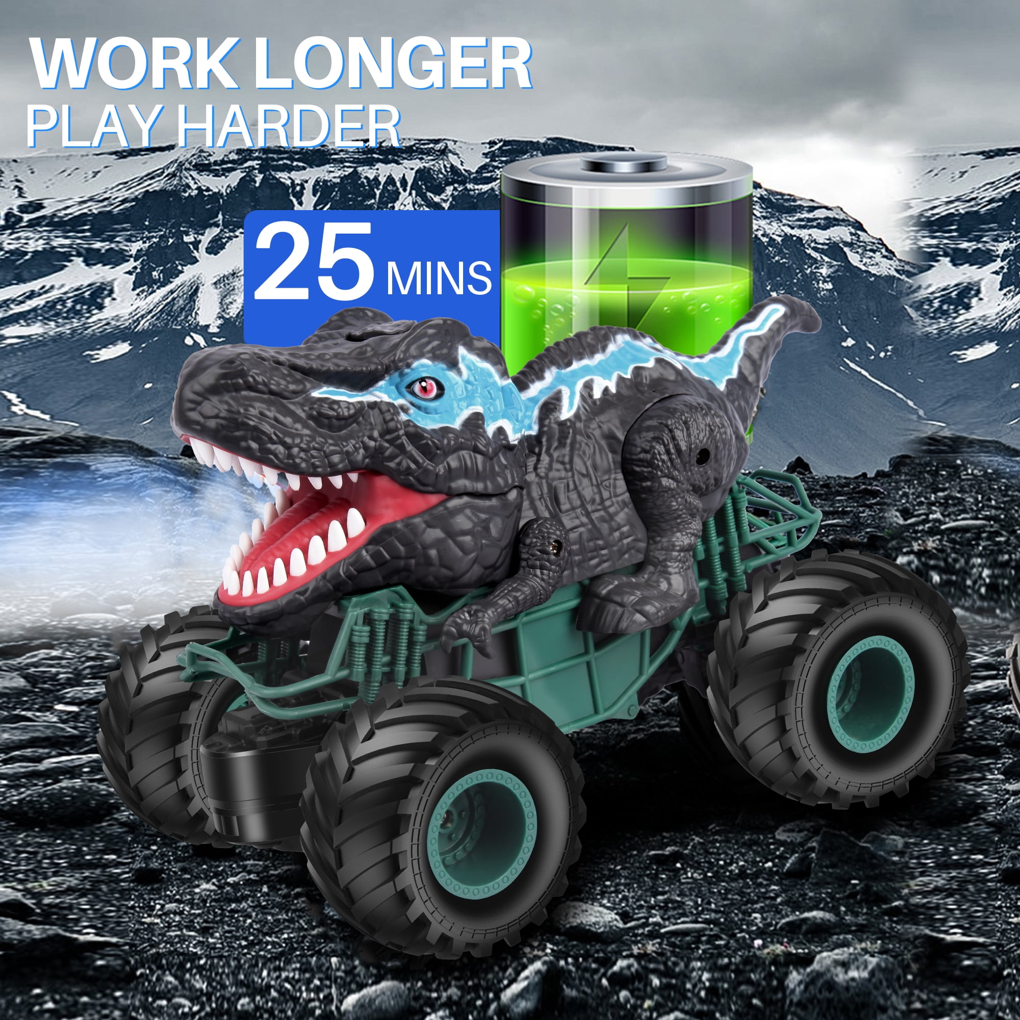 UUGEE Remote Control Dinosaur Cars for Boys, Monster Truck with Light Sound Spray, 2.4G RC Cars Christmas Birthday Gifts Toys for 6 8 9 10 Year Old Kids
