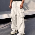 thumbnail image 6 of Smsaxvxz Men's Baggy Cargo Pants Trendy Casual Elastic Waist Drawstring Loose Fit Joggers Pant with Pockets Beige XL, 6 of 8