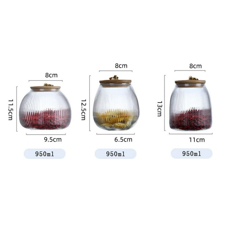 Rosarivae 5PCS Portable Household Sealed Transparent Jars Large Cylindrical Glass  Spice Jars Airtight Storage Jars with Glass Lid for Kitchen 