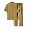 thumbnail image 4 of Lumtrix Mens 2 Piece Set Summer Beach Button Down Lapel Short Sleeve Shirt Long Loose Pant with Pockets Vacation Casual Outfit Ginger M, 4 of 4