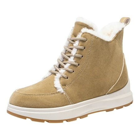 

nsendm Female Shoes Adult Women Snow Boots 6 Suede Flat Lace Up Keep Warm Snow Boots Comfortable Mid Boots Shoes Snow Boots Women 10 Khaki 8