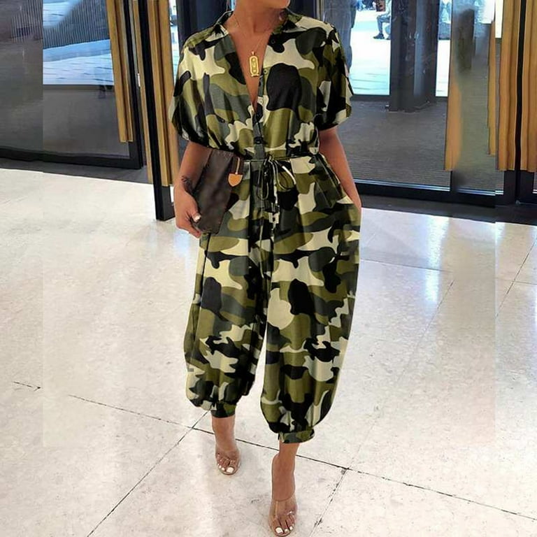 Camo Clothes Women, Urban Casual Jumpsuit, Women Romper, Drop