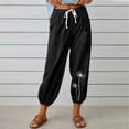 thumbnail image 2 of VEKDONE Womens Linen Long Pants Black L, 2 of 6