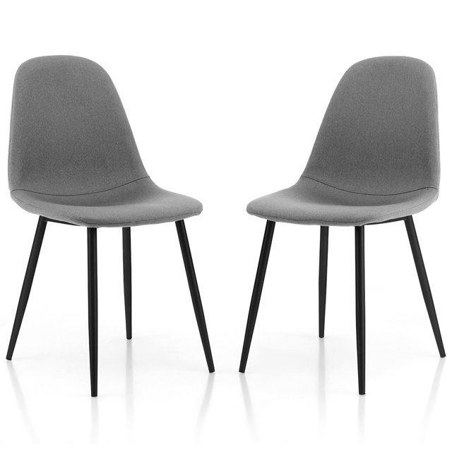 Gymax Upholstered Dining Chairs, Grey (Set of 2)